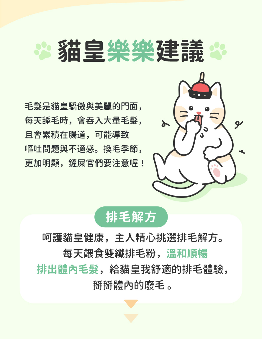 貓皇毛髮堆積體內不舒服，需要排出廢毛