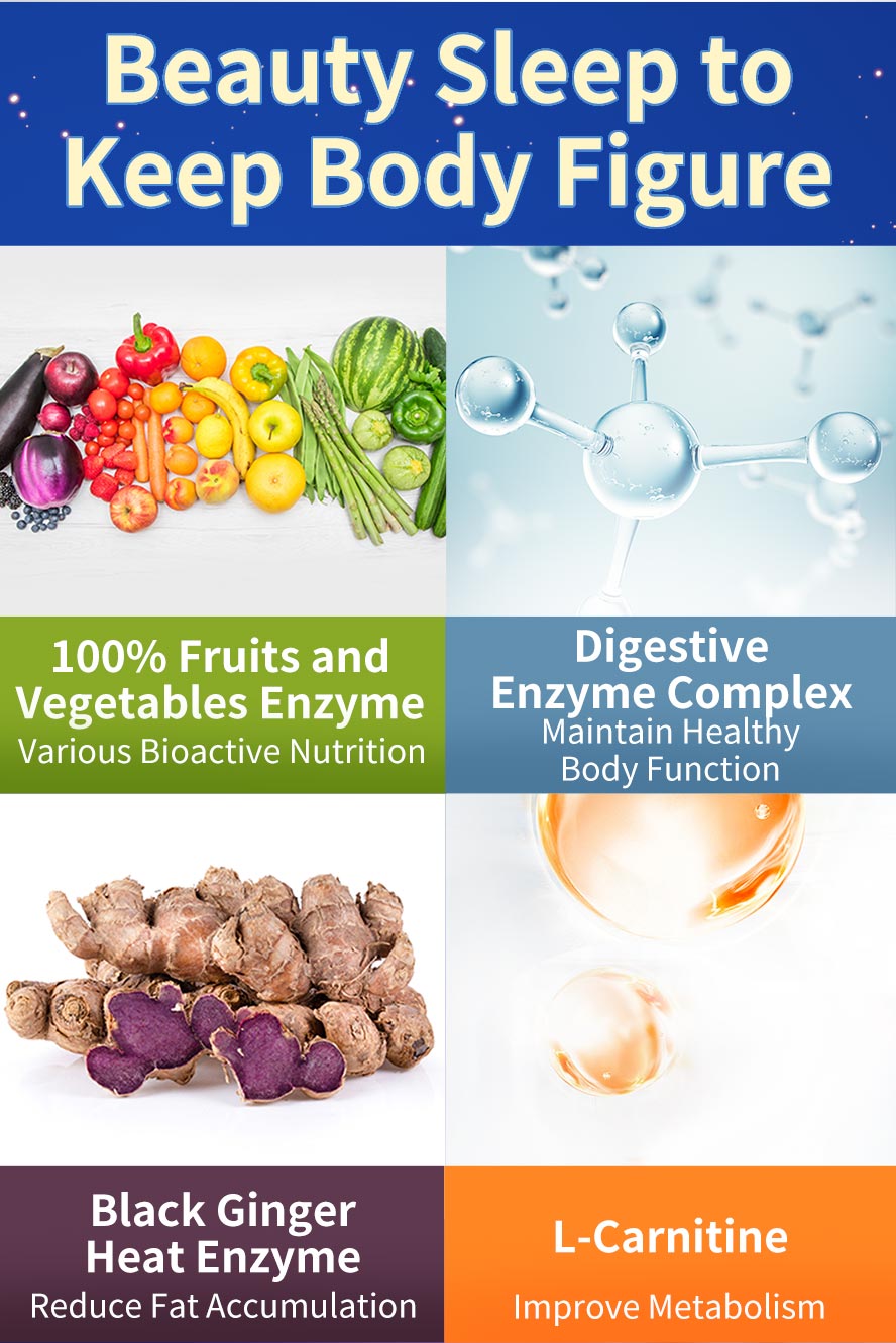 SiimHeart Night Diet Enzyme has enzymes which can reduce fat accumulation, maitain healthy body functin, and fat burning.
