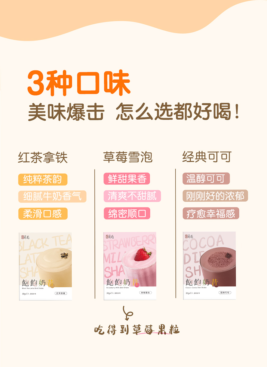 饱饱奶昔其他口味推荐? 经典可可和草莓雪泡也超好喝，交替喝更有趣！
