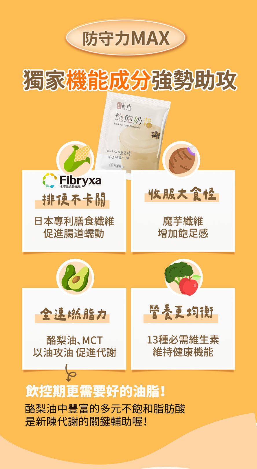 紅茶拿鐵奶昔奶昔含有維生素、礦物質、膳食纖維添加，具有充足飽足感與營養來源，可以取代正餐食用