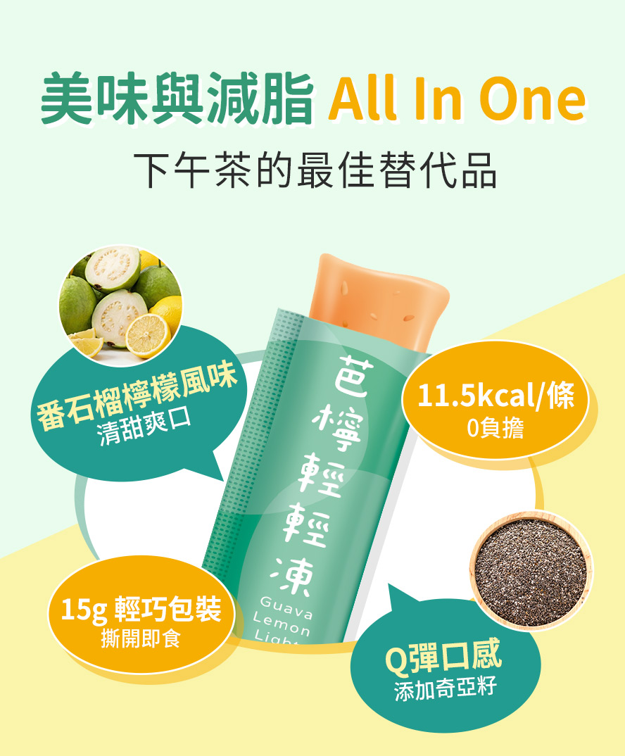 蒔心爽口番石榴檸檬口味，低卡下午茶代餐，口感極佳，隨身携帶，一撕就能吃！