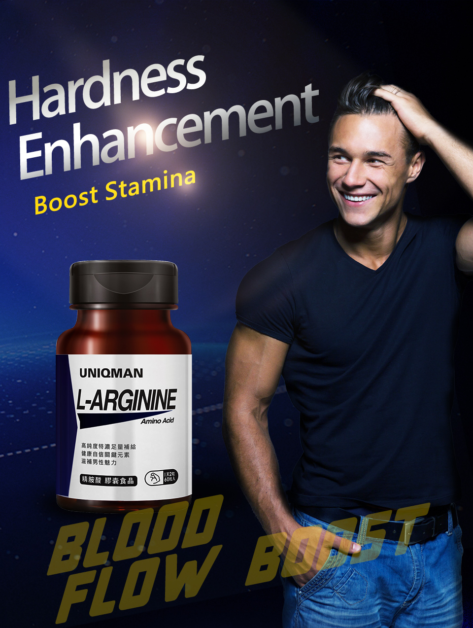 UNIQMAN L-Arginine can assist in the production of nitric oxide, help vasodilation and promote congestion