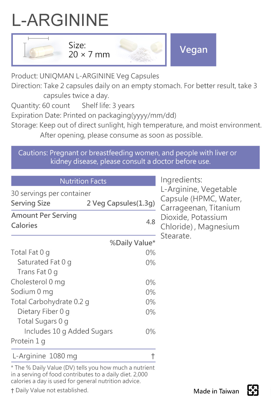 UNIQMAN L-Arginine promotes stamina and performance