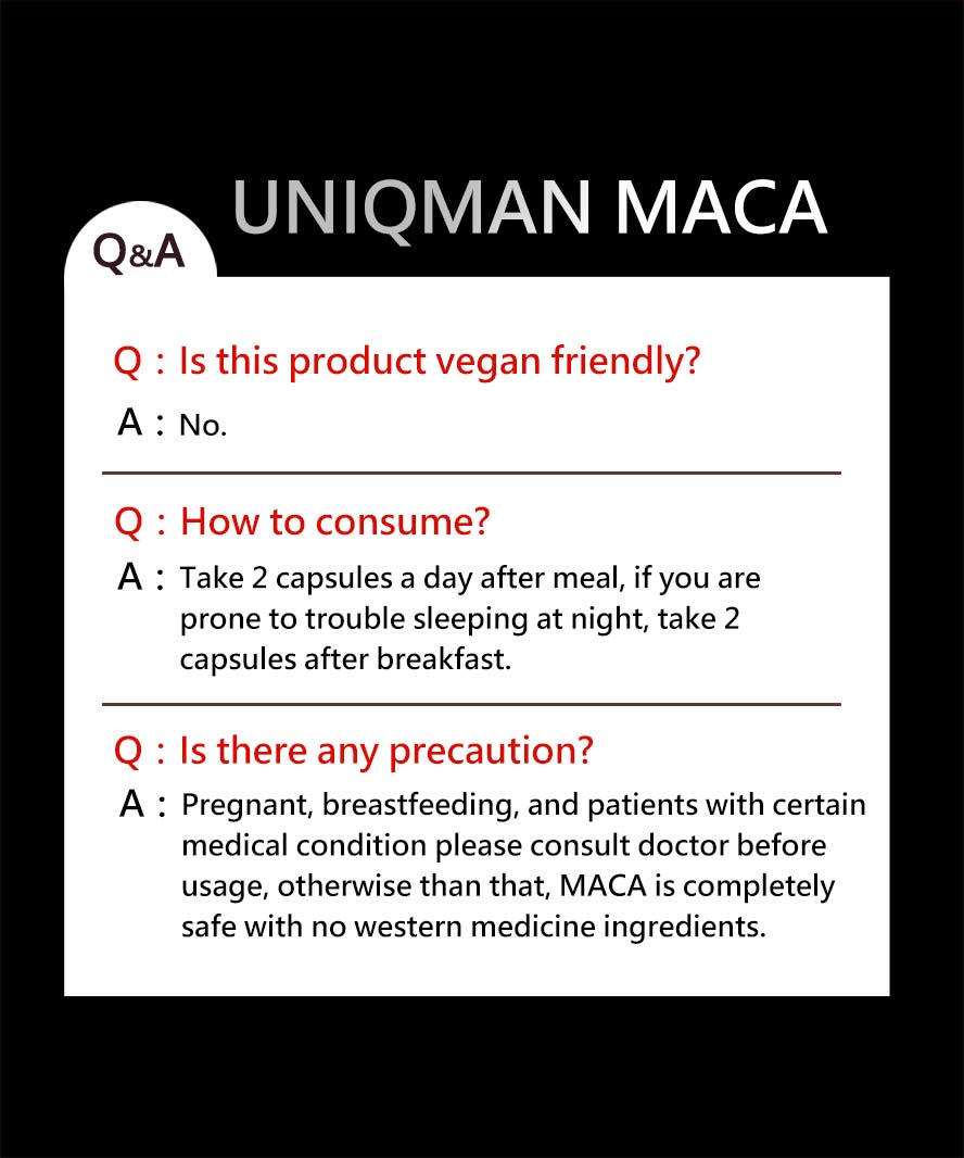 UNIQMAN Maca contains more than 95% of dark Maca