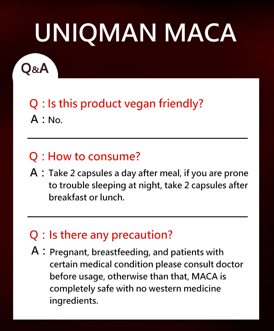 UNIQMAN MACA is safe daily intake with no side effect