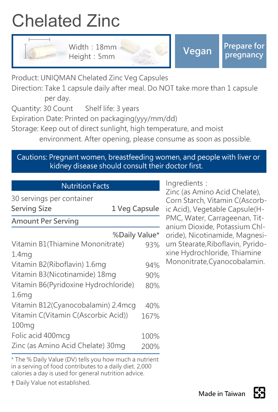 UNIQMAN Chelated Zinc regulates physical function