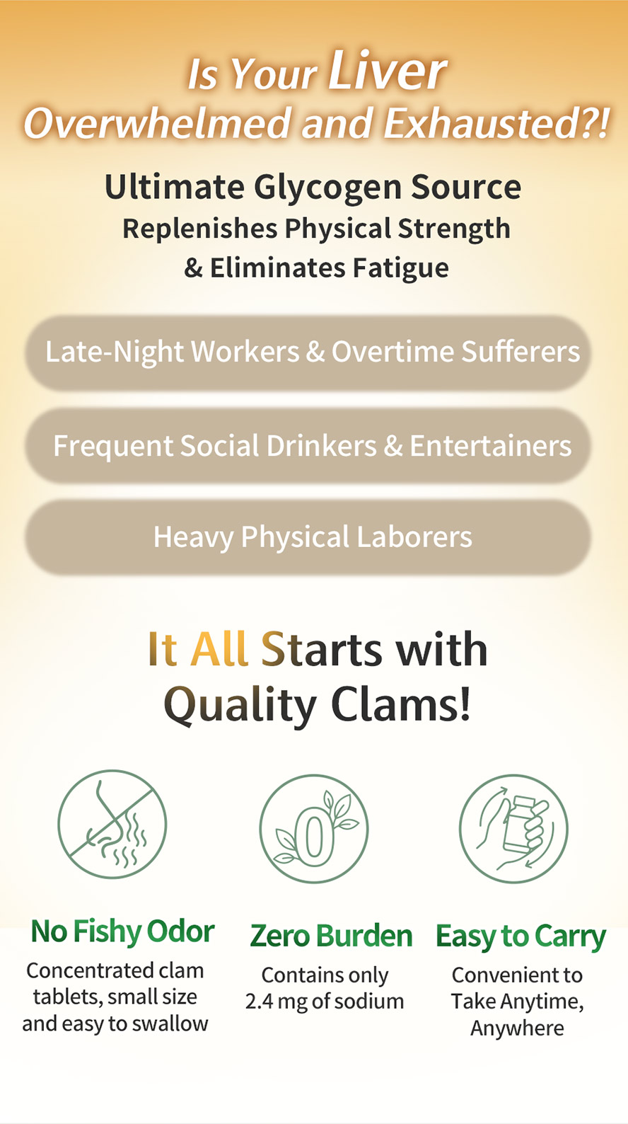 Who needs liver care? Low-sodium, low-purine, low-calorie formula for daily burden-free intake.