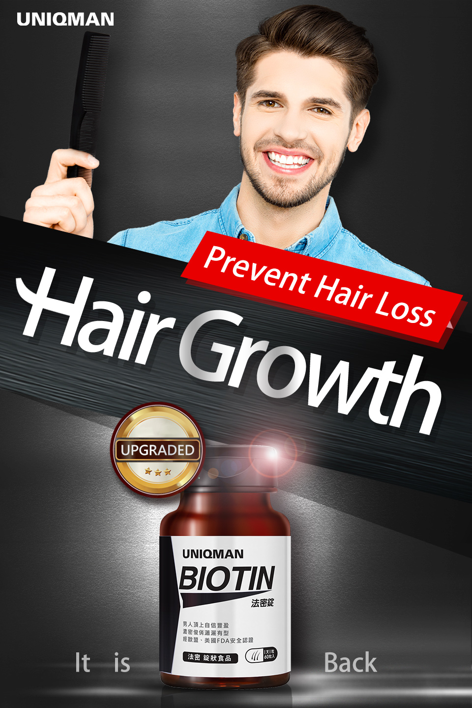 UNIQMAN Biotin contains white cynanchum that makes you look younger