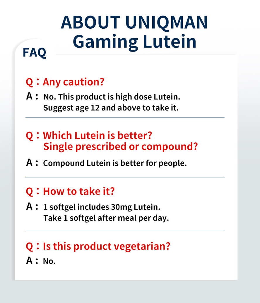 UNIQMAN Gaming Lutein clinically studied ingredient for healthy vision