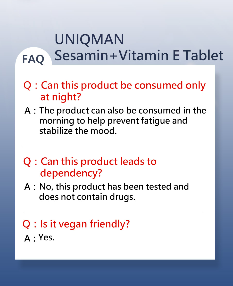 UNIQMAN Sesamin with Vitamin E is for people with heavy work pressure and bad sleep