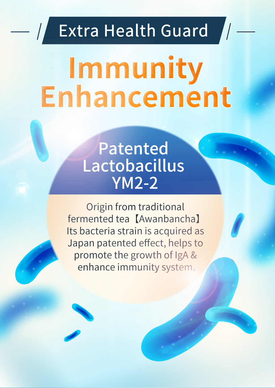 Patented Lactobacillus YM2-2 gives extra immunity enhancement & promote the growth of IgA