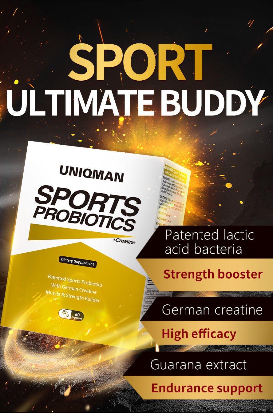 Take UNIQMAN Sport Probiotics with Creatine in six weeks with training can build muscle more effectively.