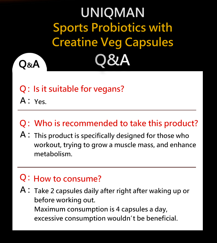 UNIQMAN Sport Probiotics with Creatine supports help to enhance performance and boost your energy while workout.