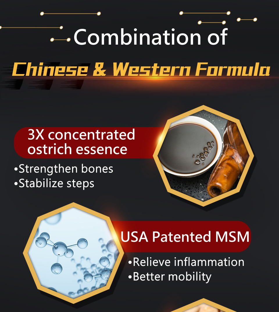 UNIQMAN Essence of Ostrich Capsules added MSM to support joint flexibility and joint cushioning.