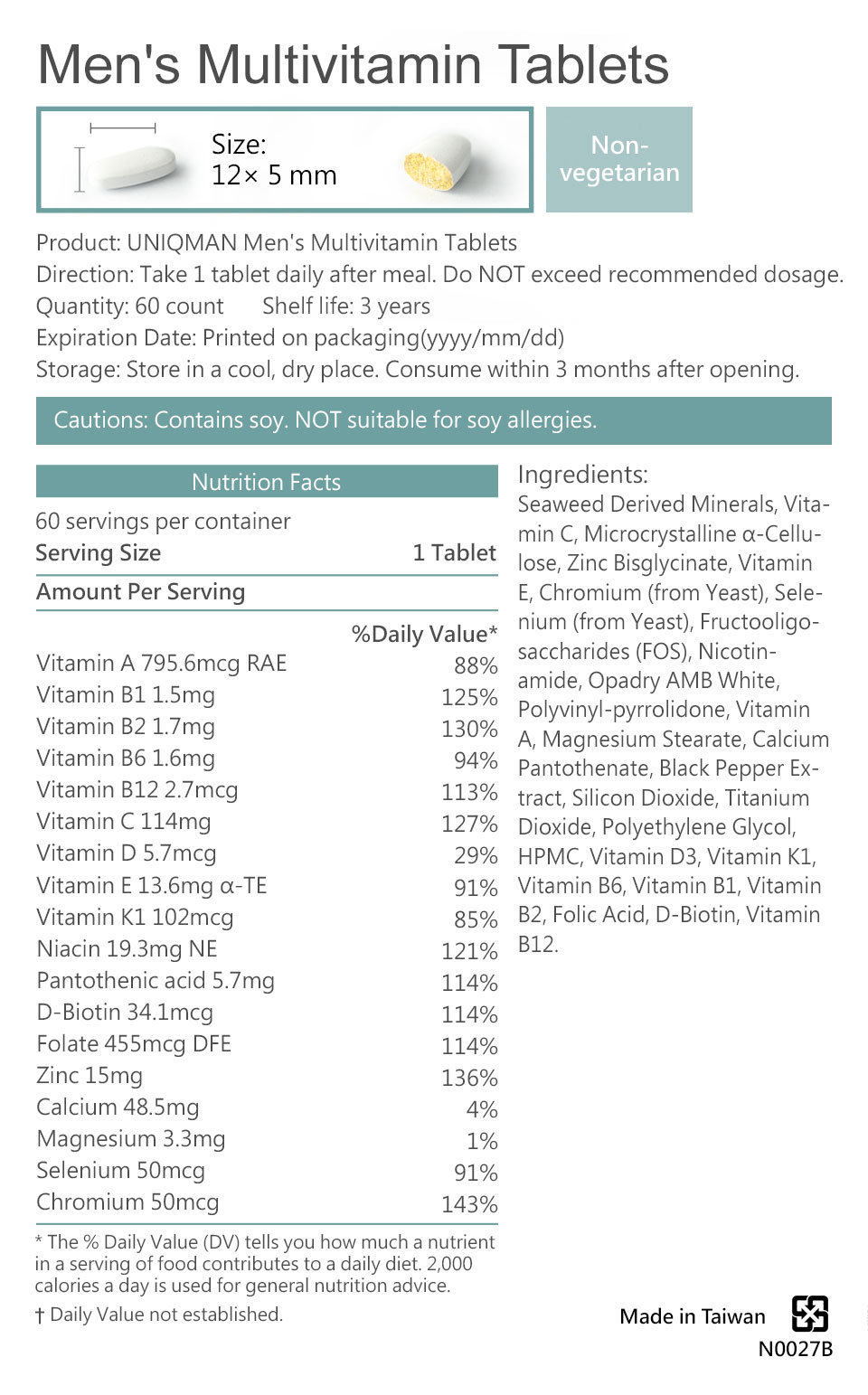 UNIQMAN, safe and effective, first choice of men's comprehensive multivitamin 