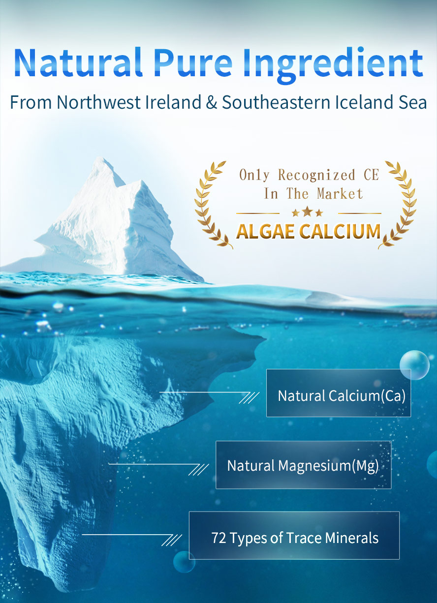 UNIQMAN Algae Calcium uses pure natural calcium, magnesium & 72types of trace elements 