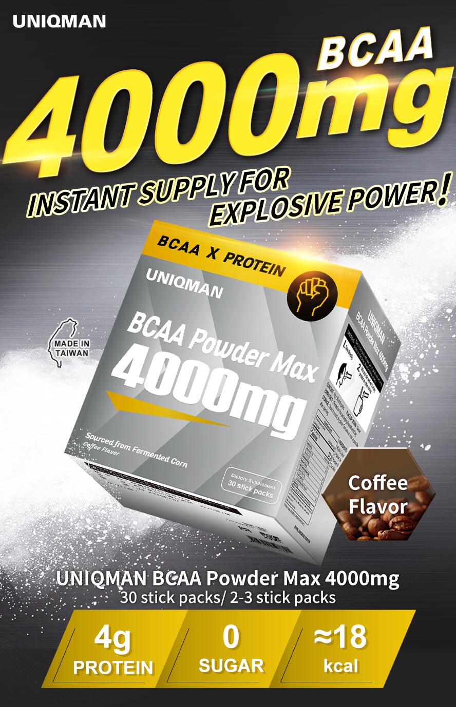 UNIQMAN BCAA Poweder Max 4000mg has low calorie and high protein to provide stamina for gym.