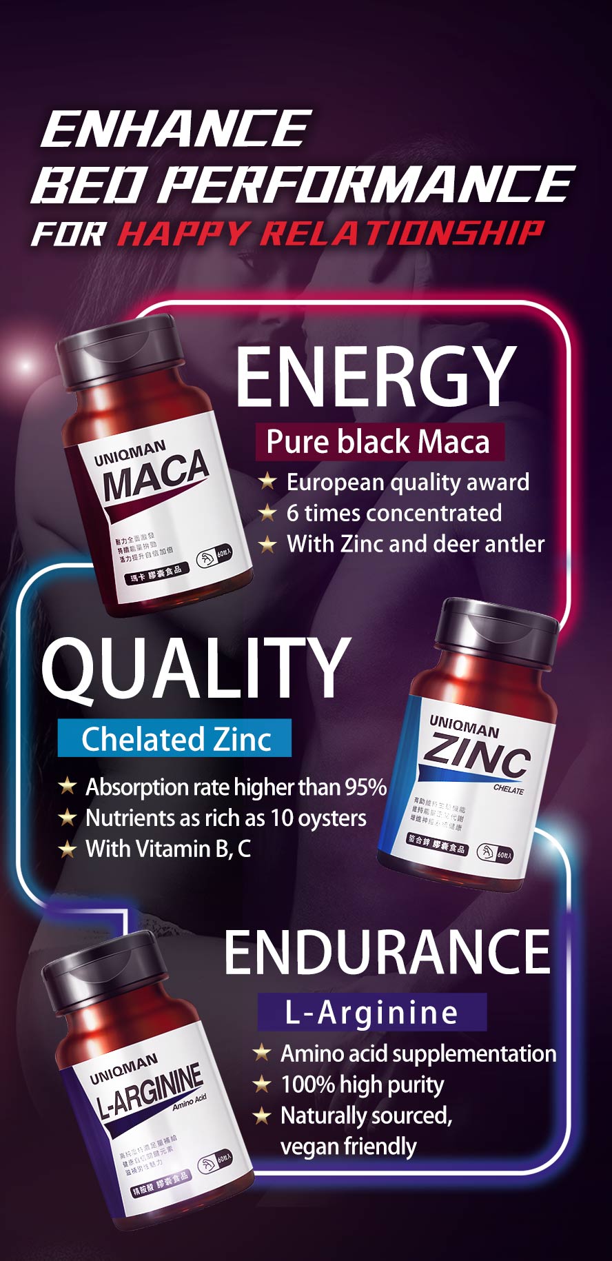 L-Arginine boosts long-lastingness and stamina