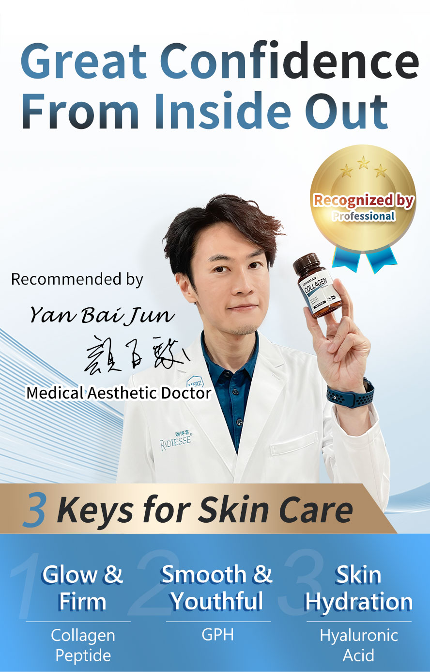 UNIQMAN Collagen is recommended by aesthetic doctor to take as an easy skinc are to achieve firm and smooth skin.