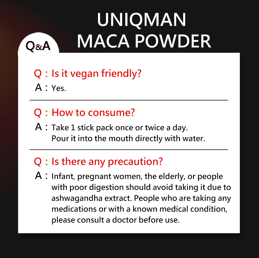 UNIQMAN Maca Powder increases energy, stamina and strength. 
