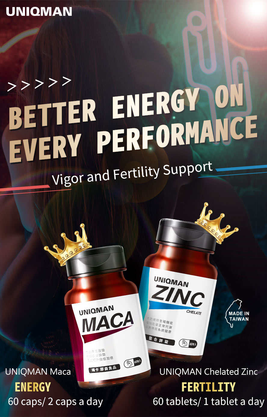 Provides best nutrition for men, Zinc and maca by UNIQMAN, highest quality supplementation to improve overall health 