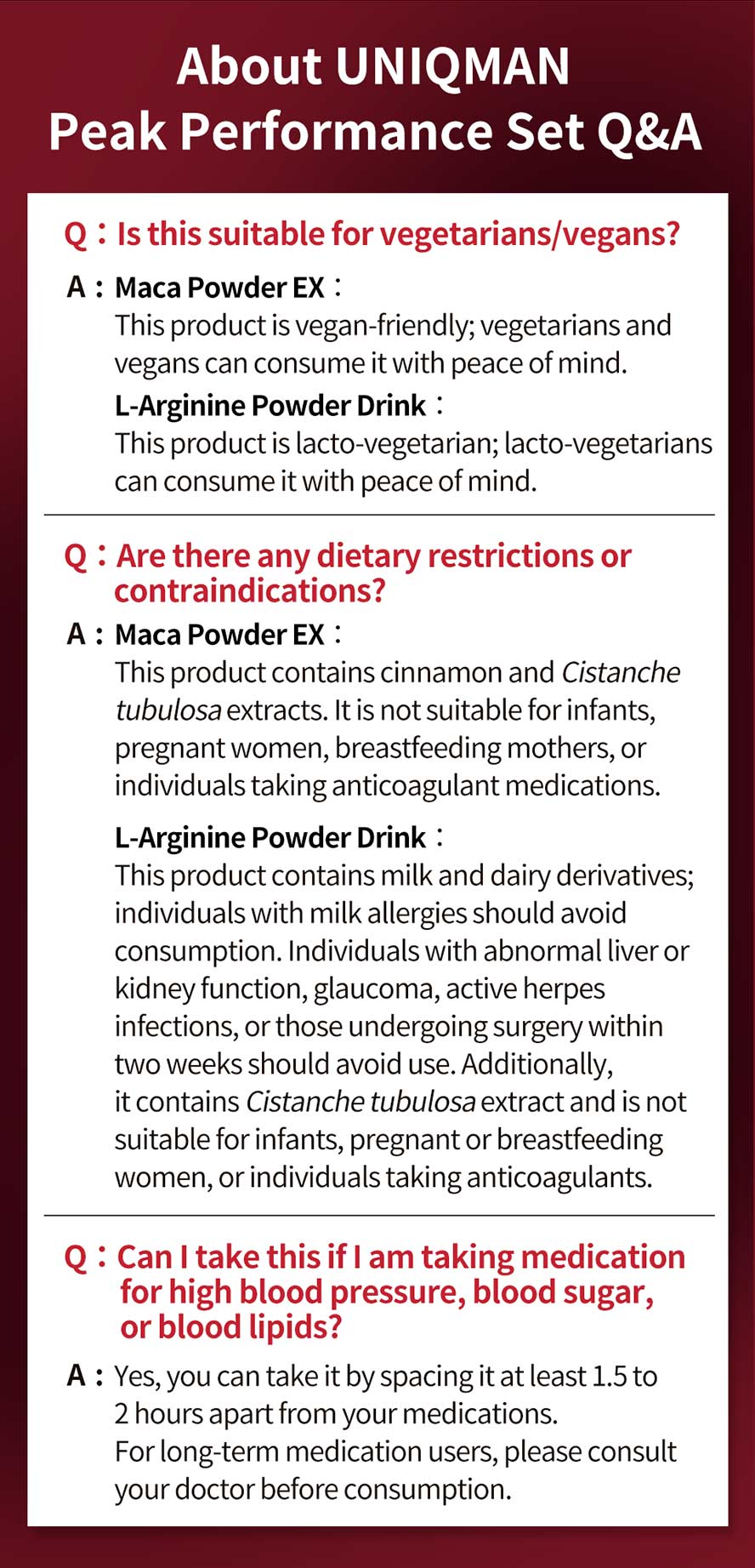 Vegetarians can boost performance: Maca and Arginine maintain stamina, extend intimacy, and enhance happiness.