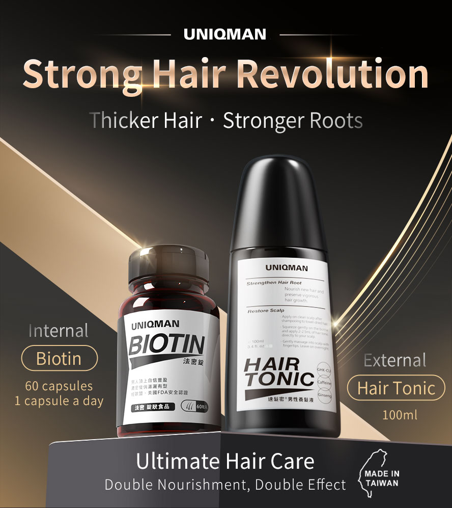 UNIQMAN Biotin + UNIQMAN Hair Tonic, hair care set specialized for men