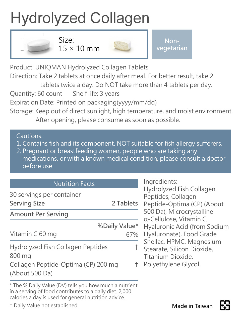 UNIQMAN Collagen has safety inspection, healthy natural ingredients, safe dietary skin care supplement for skin concerns.