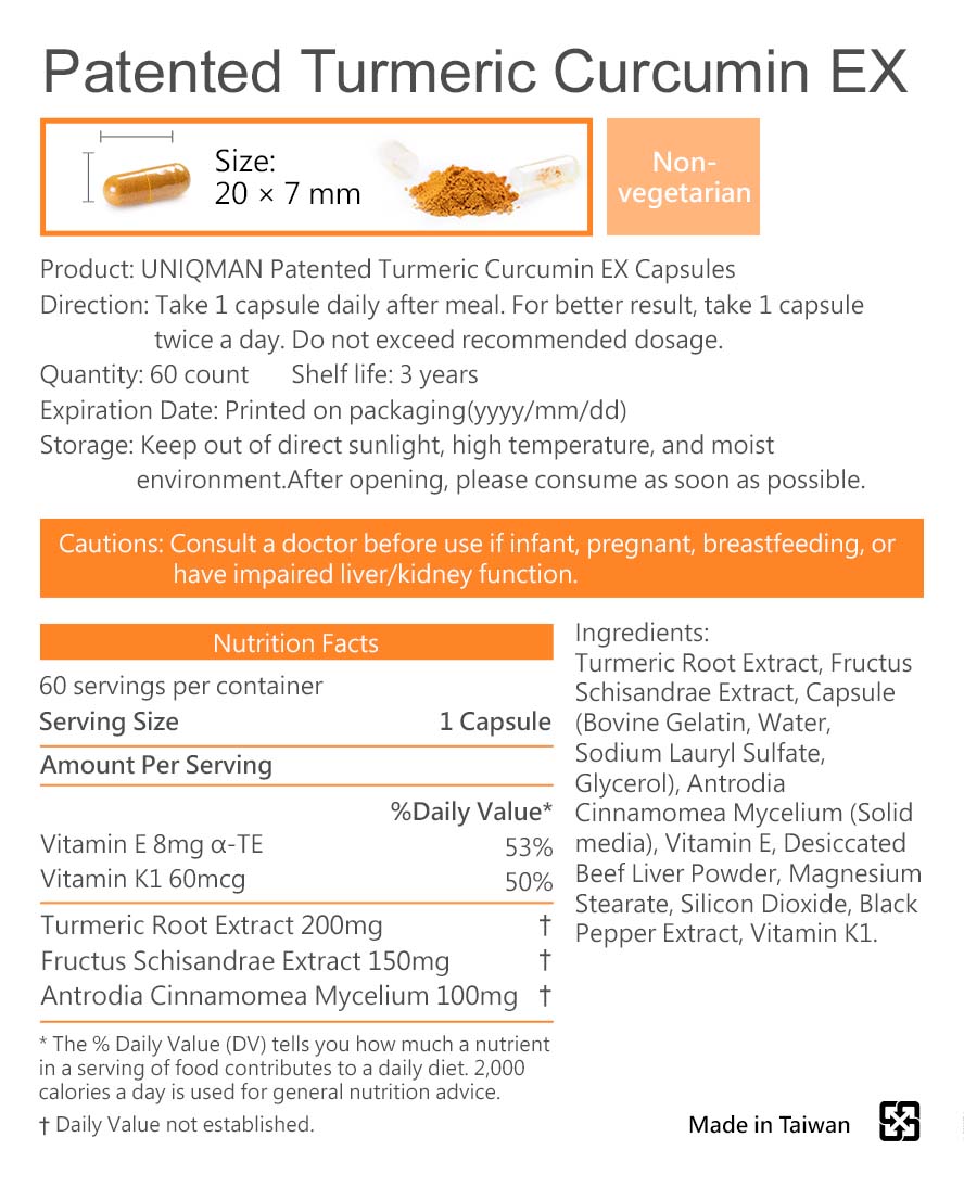 UNIQMAN Turmeric Curcumin can protect liver with no medicine and food safety inspected