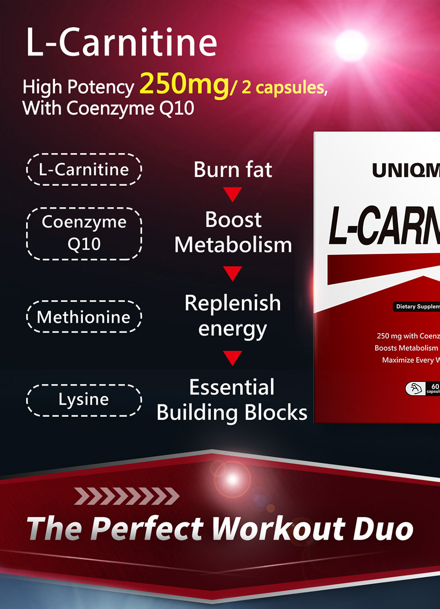 Supplementing UNIQMAN L-Carnitine before exercise speeds up fat metabolism to achieve weight loss goals.