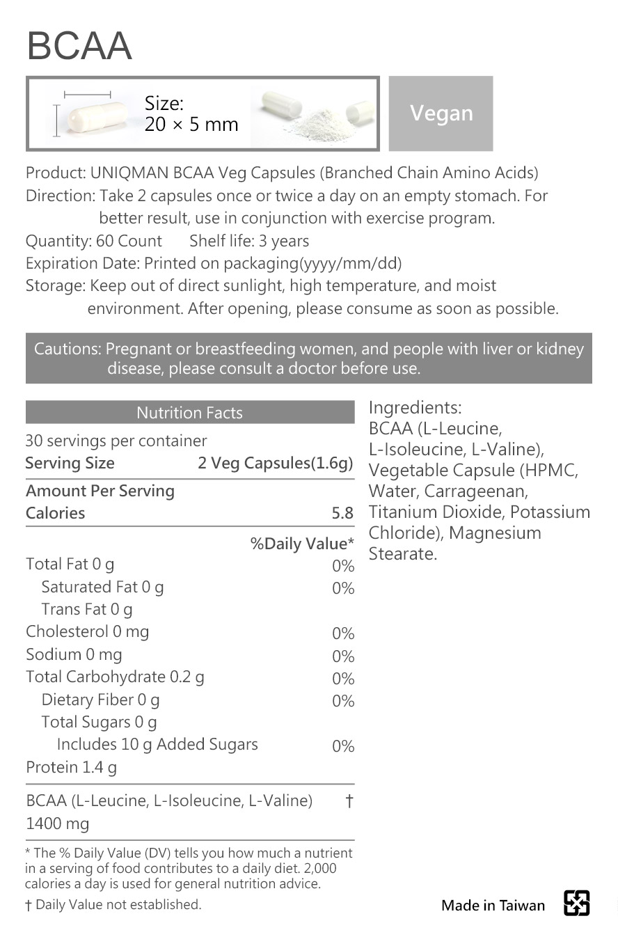 UNIQMAN BCAA features a golden ratio of amino acids to prevent muscle fatigue and enhance athletic endurance.