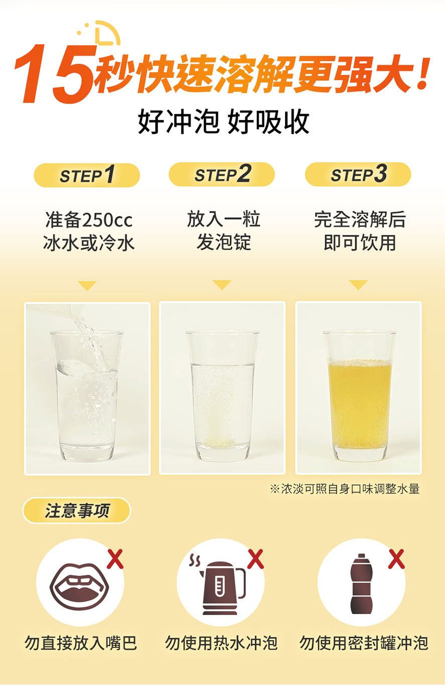 15秒快速溶解，用冷水冲泡更好喝，比Energy Drink更方便