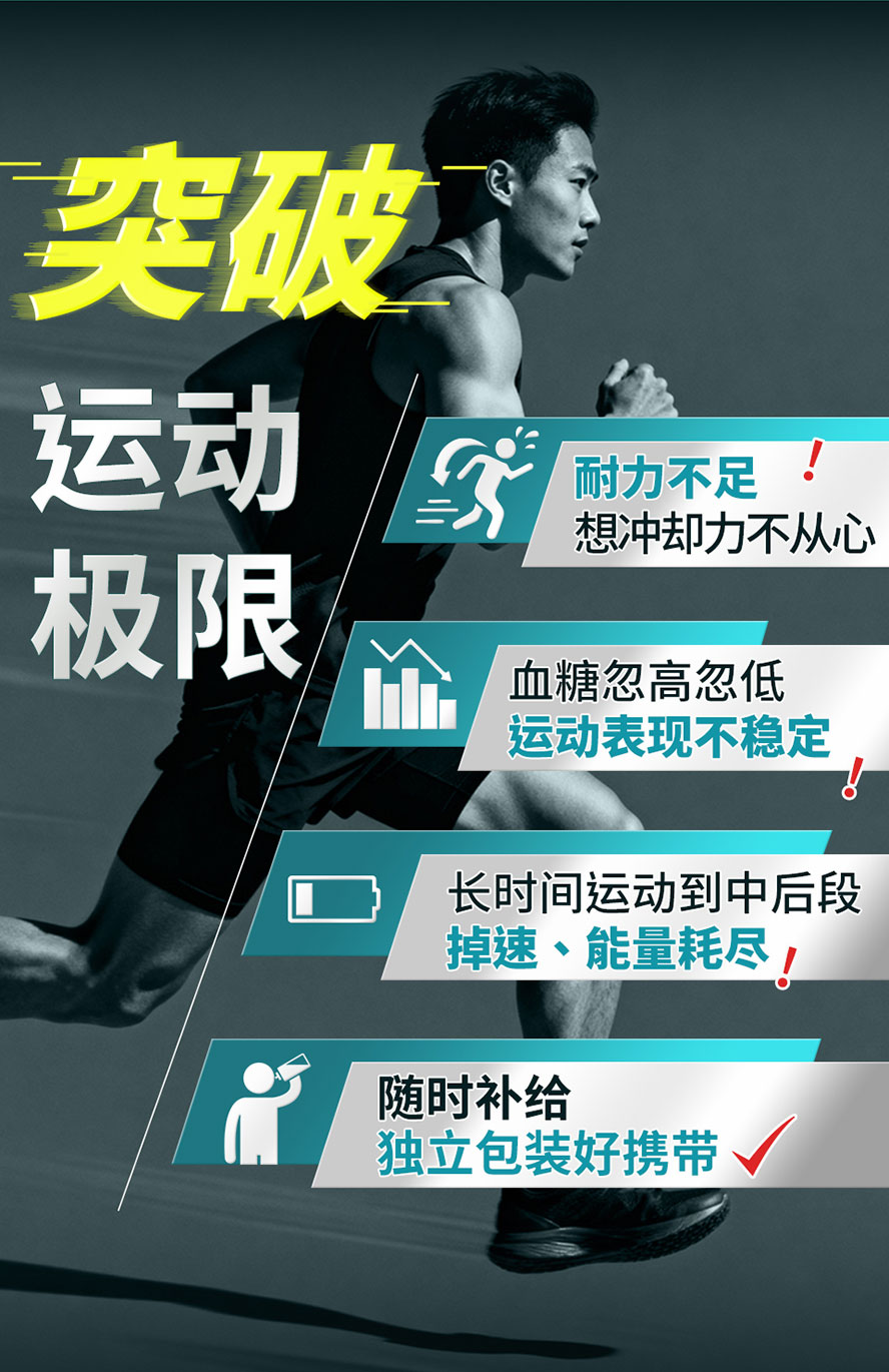 UNIQMAN运动果胶帮助你突破停滞期！长时间运动体能耗尽、体力不支时，30秒快速补充电解质，缓解无力感