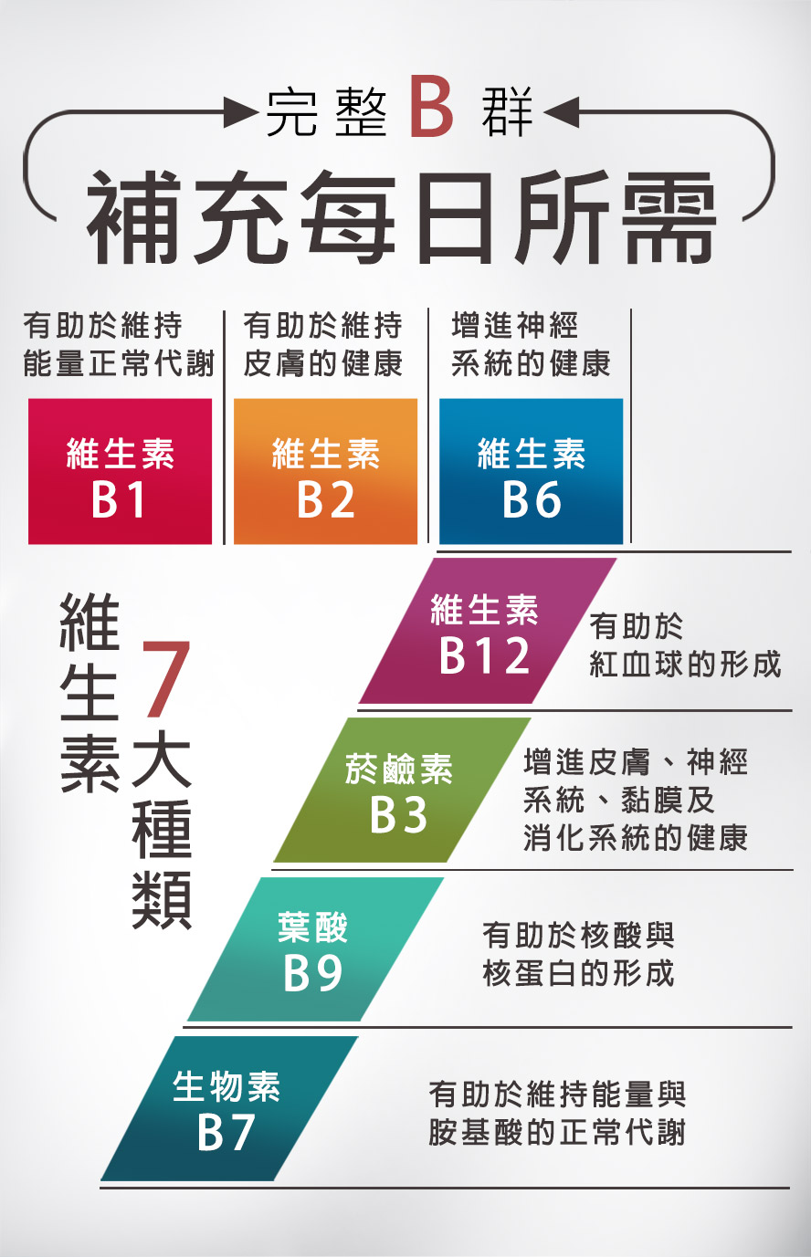 UNIQMAN B群含維他命B1,B2,B6,B12,菸鹼酸,補充整日維他命所需,幫助人體維護神經系統達到情緒平衡