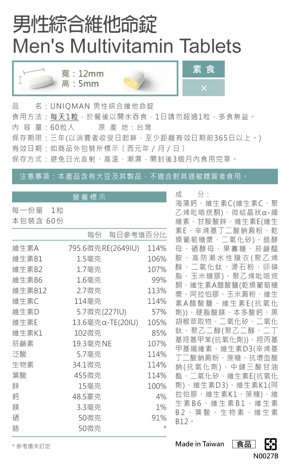 男人的綜合維他命首選UNIQMAN