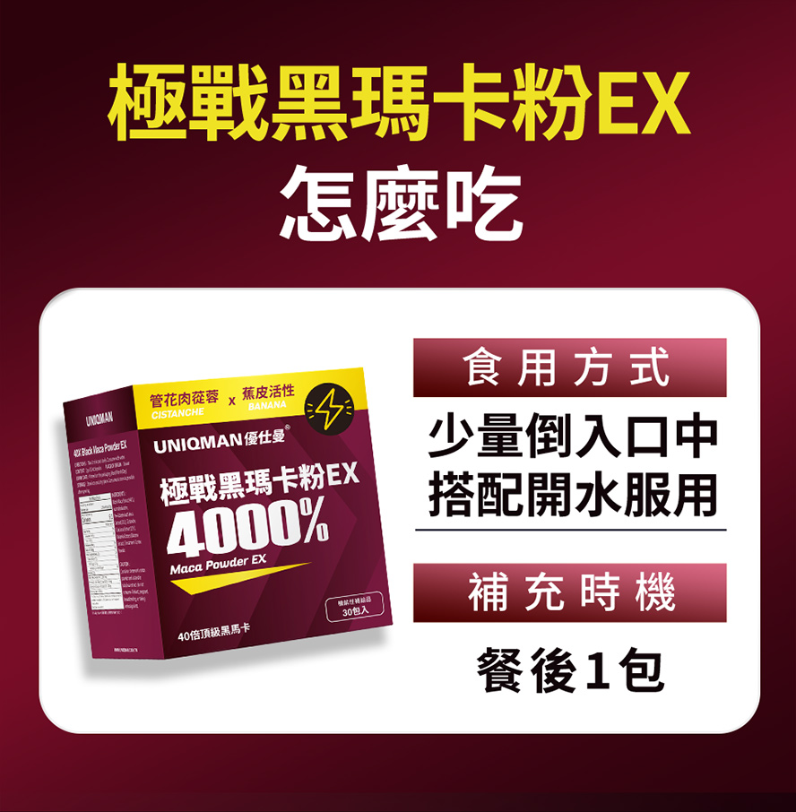 每天1包黑瑪卡粉，重振雄風，保養男性戰力
