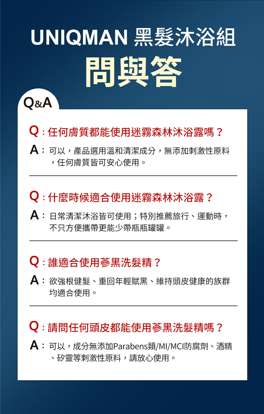 黑髮沐浴組UNIQMAN優仕曼