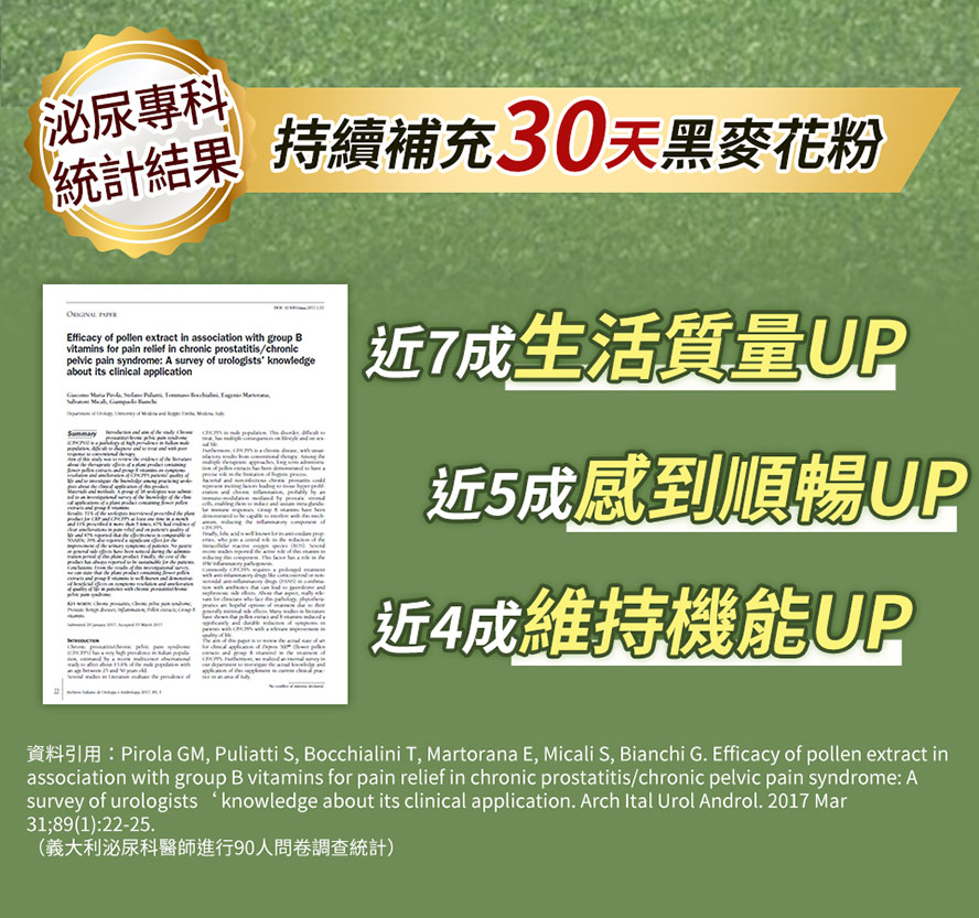 研究證實補充黑麥花粉，可提升生活質量