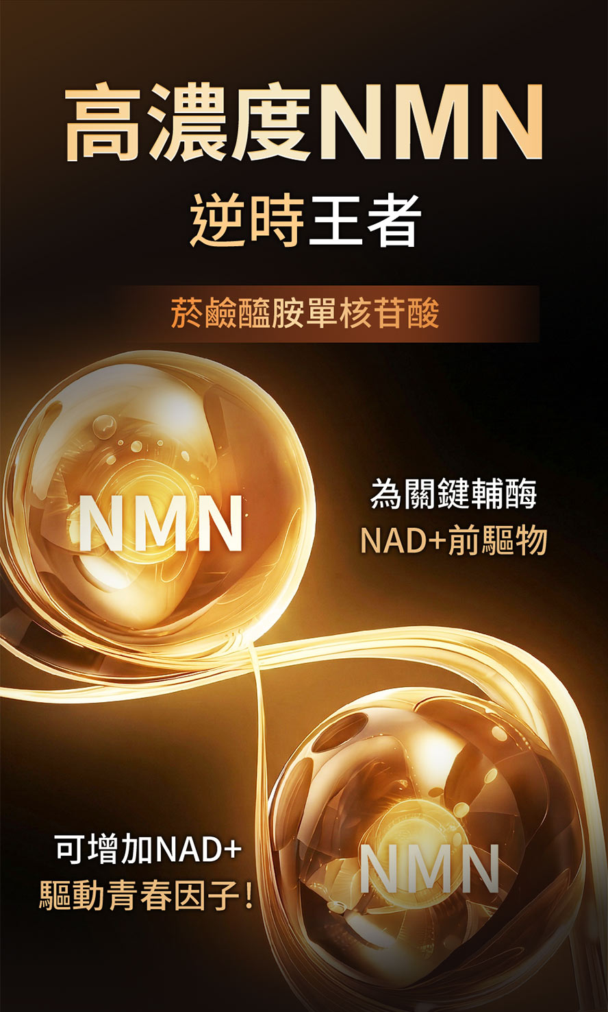 高濃度NMN逆時王者!快速補充體內關鍵輔酶NAD+前驅物,驅動青春因子,全面啟動深層修護