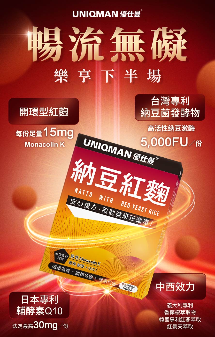 吃頂級納豆紅麴促進代謝，啟動管道流通力