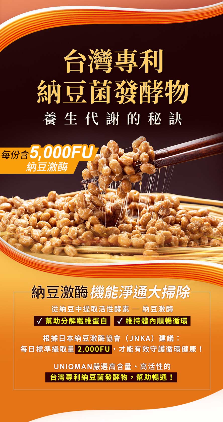 台灣專利納豆，幫助管道通暢